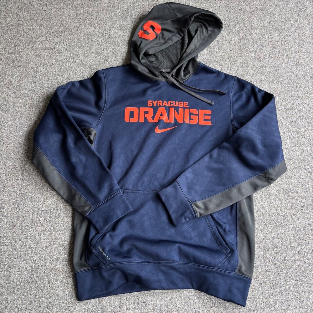 Syracuse Nike Hoodie Mens S Navy Orange NCAA Basketball Football Therma-FIT